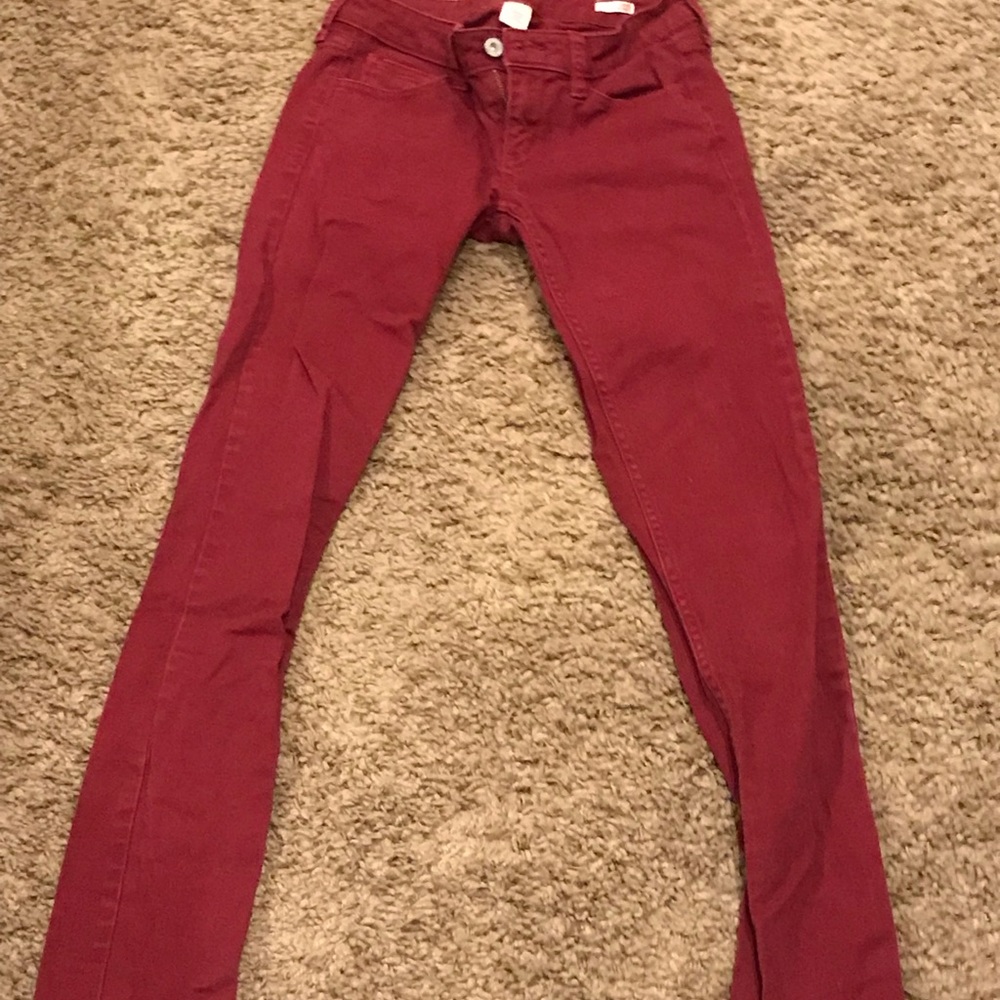 Maroon skinny jeans